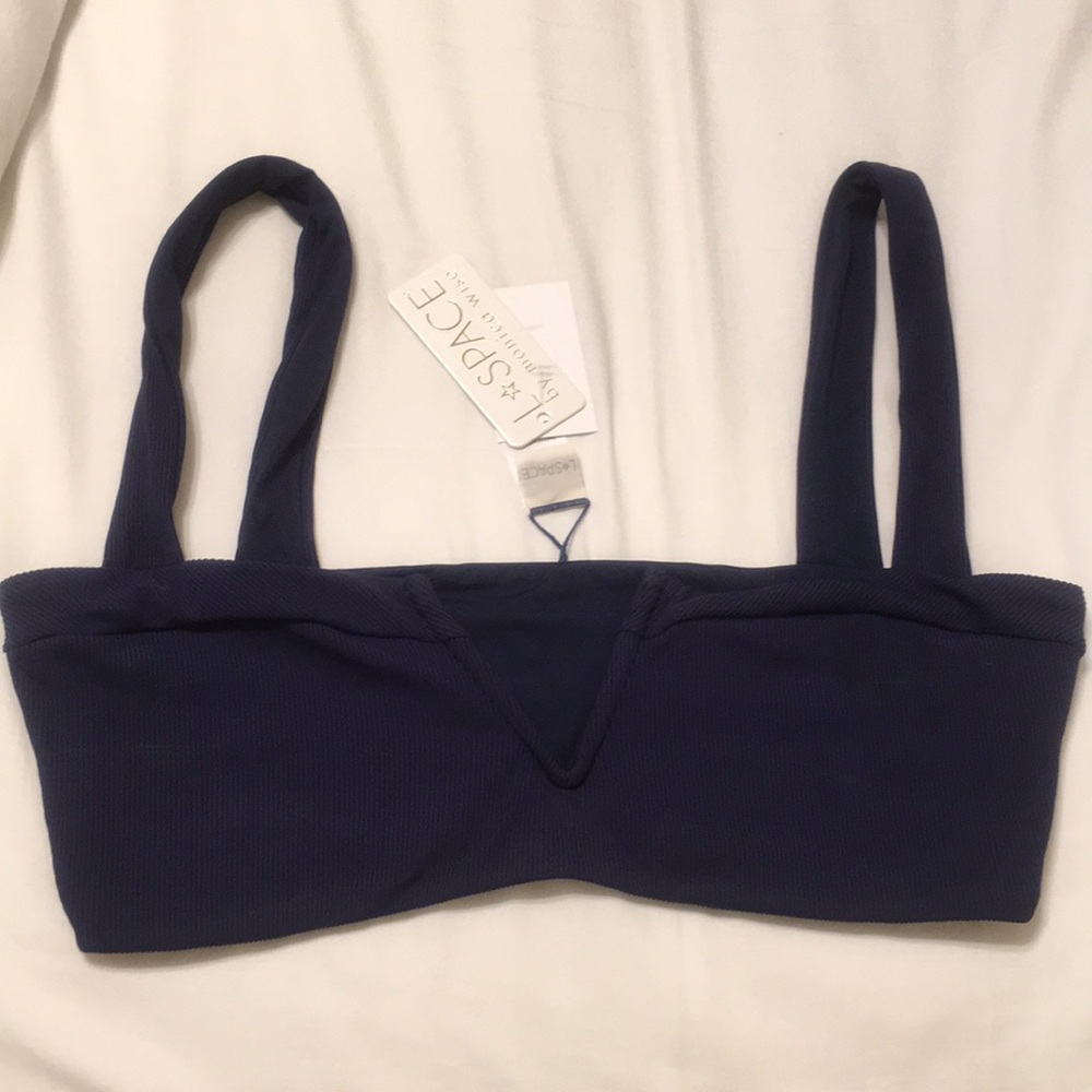 L*space ribbed Lee Lee bikini top, navy blue, L